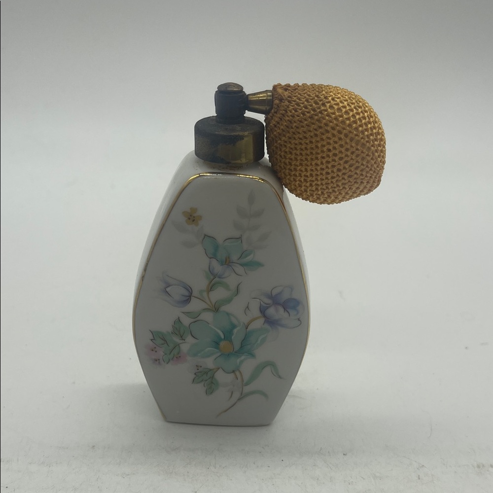 Irice Floral Perfume Atomizer with Gold Accents